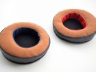 Stax SR-007 custom handcrafted whole grain real leather plus alcantara ear pads cushions with memory foam angled
